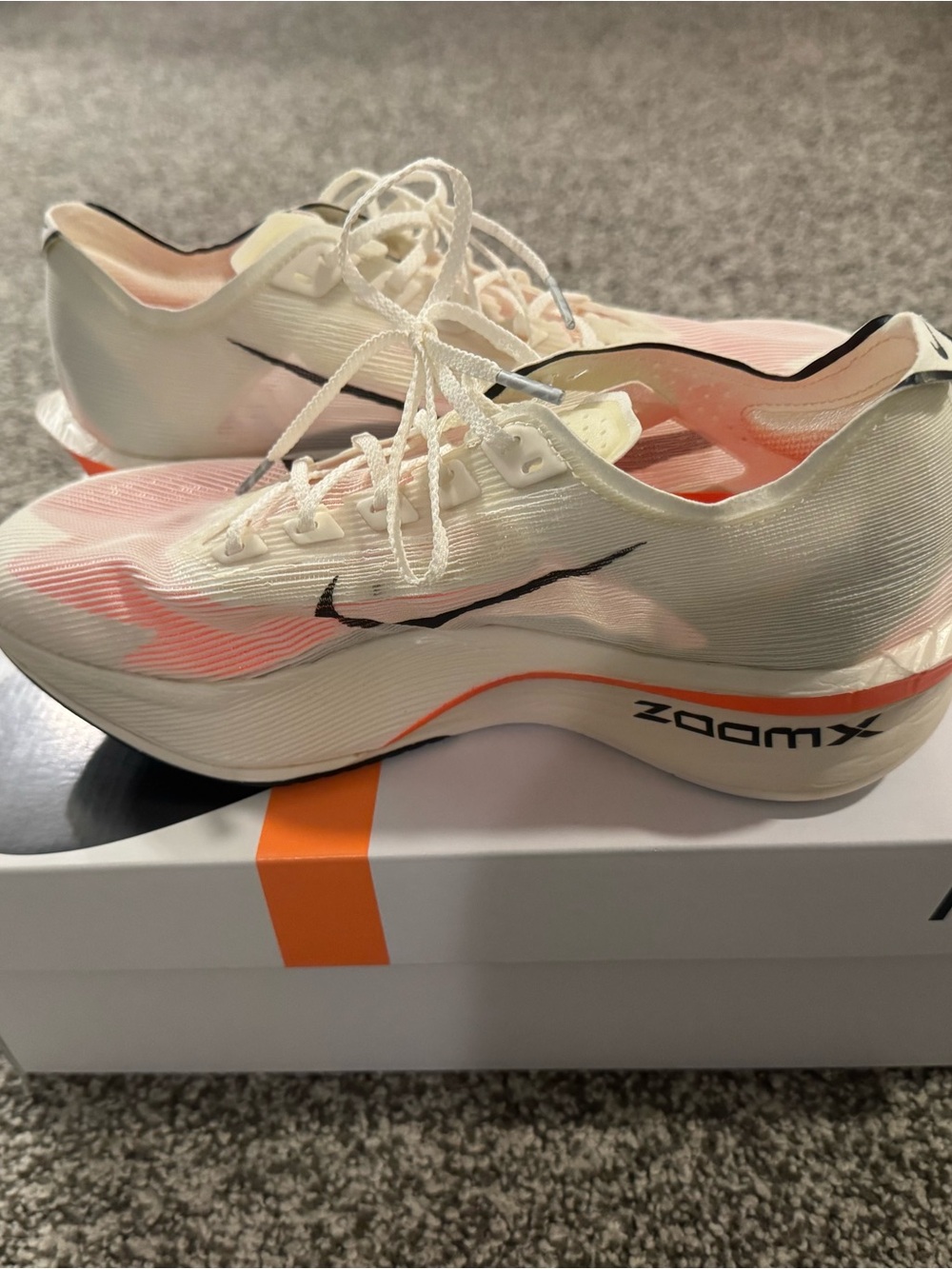 Nike ZoomX Women's Running Shoes - White with Orange accent